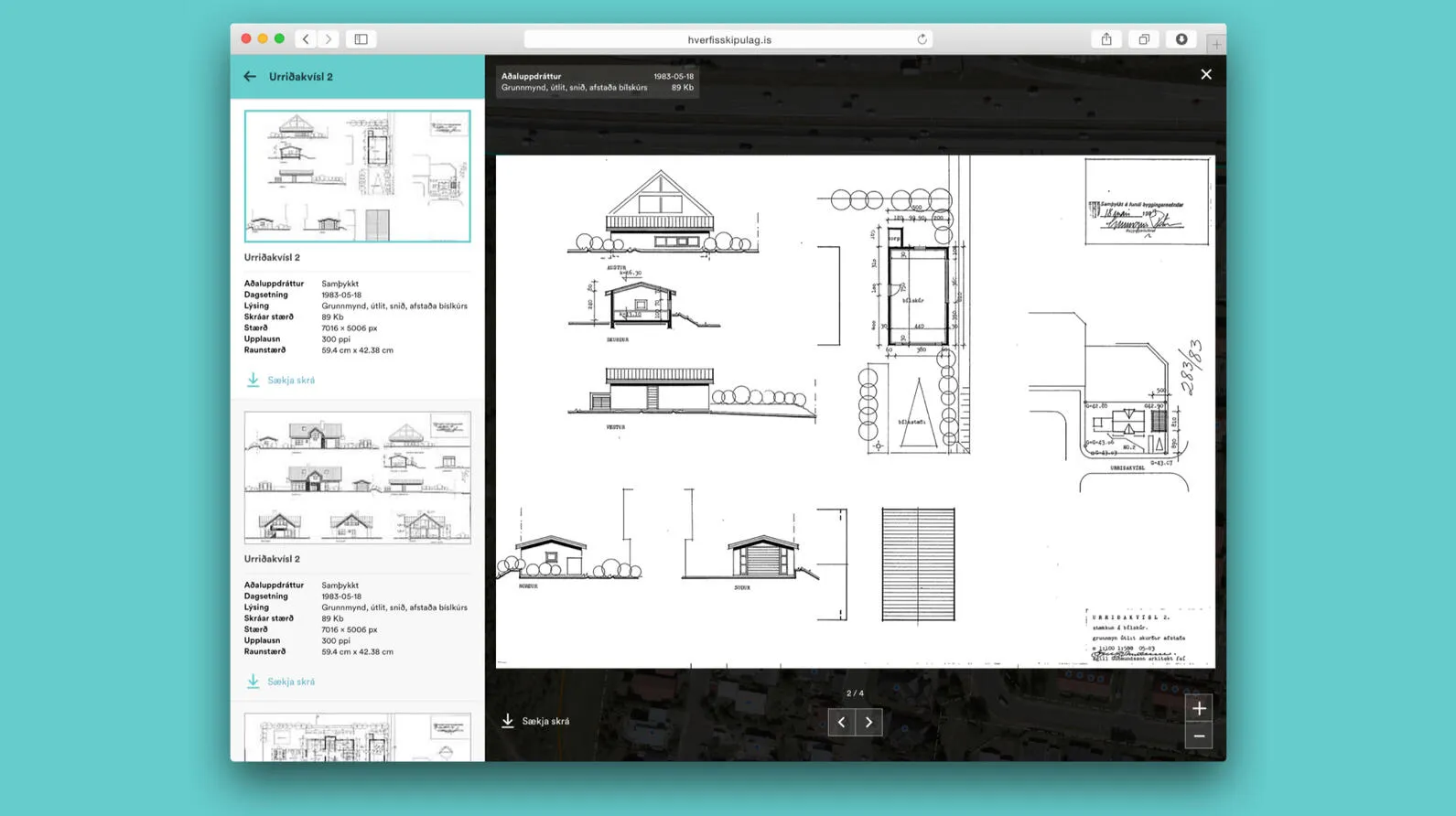 Planning web app on desktop: architectural drawings viewer.