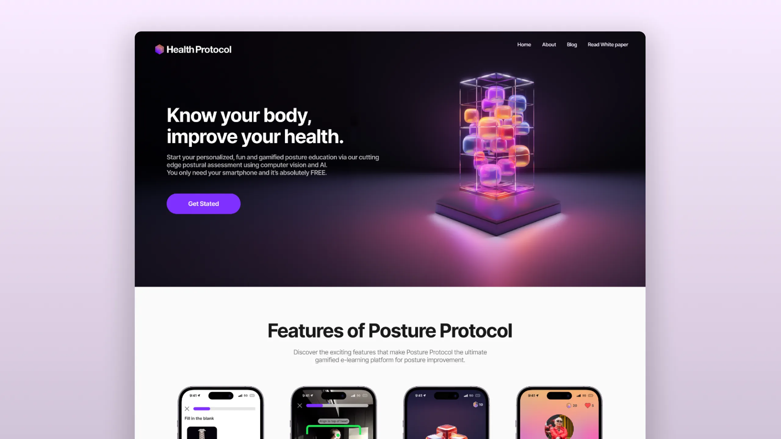 Health Protocol landing page