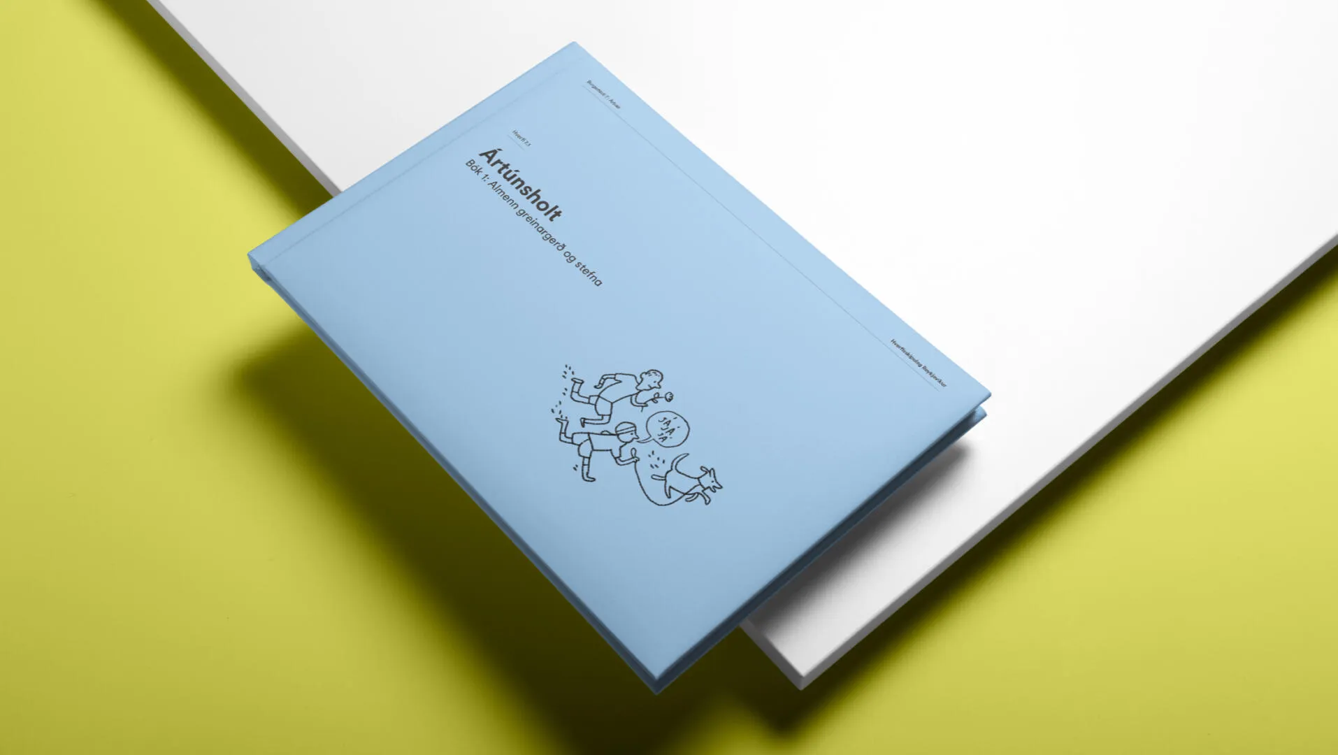 Planning book for Ártúnsholt with a light-blue cover and line illustration.