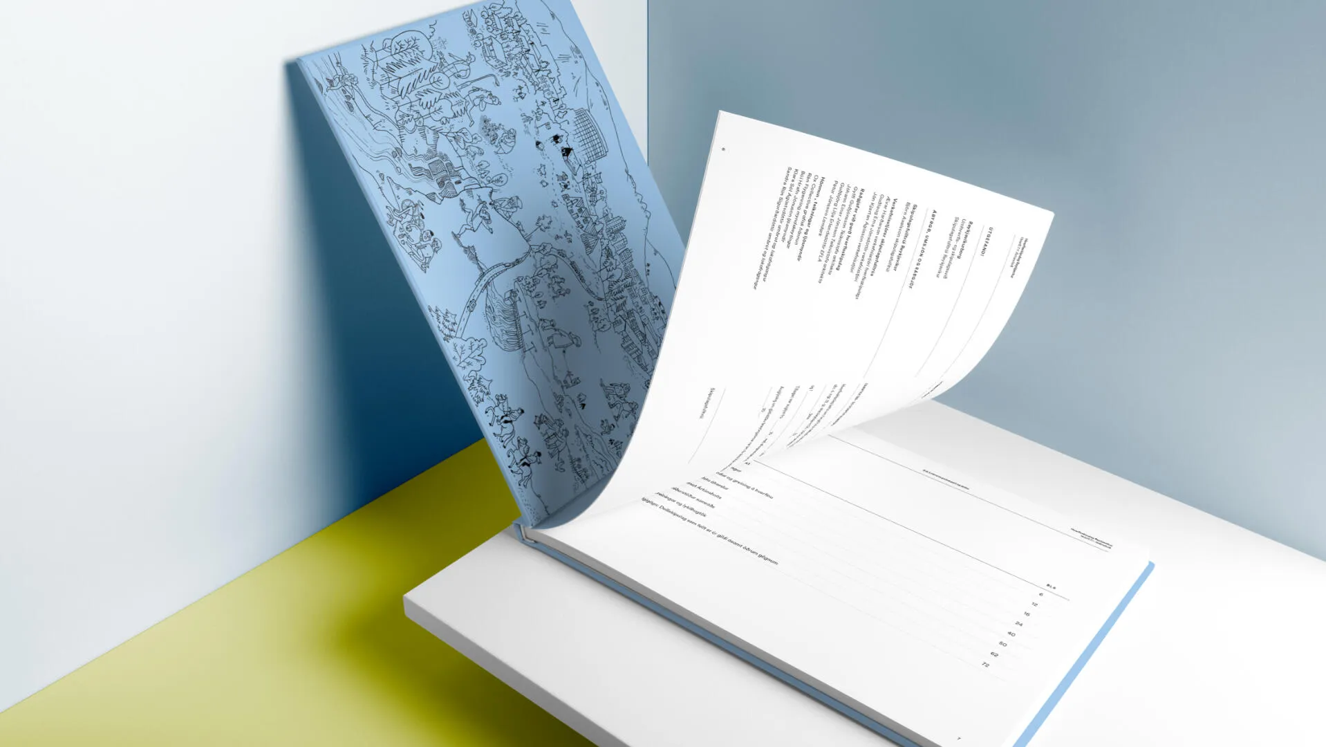 Open planning book showing an illustrated map spread.
